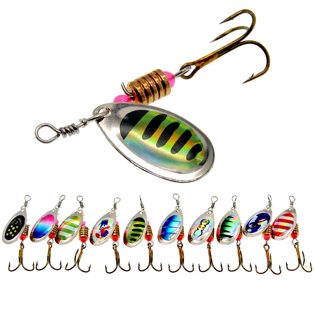 Fishing Lure Spinner Rotation Spoons 10 Pieces Lure Kit Compound Baits 3.5g Spin Bait Treble Hooks