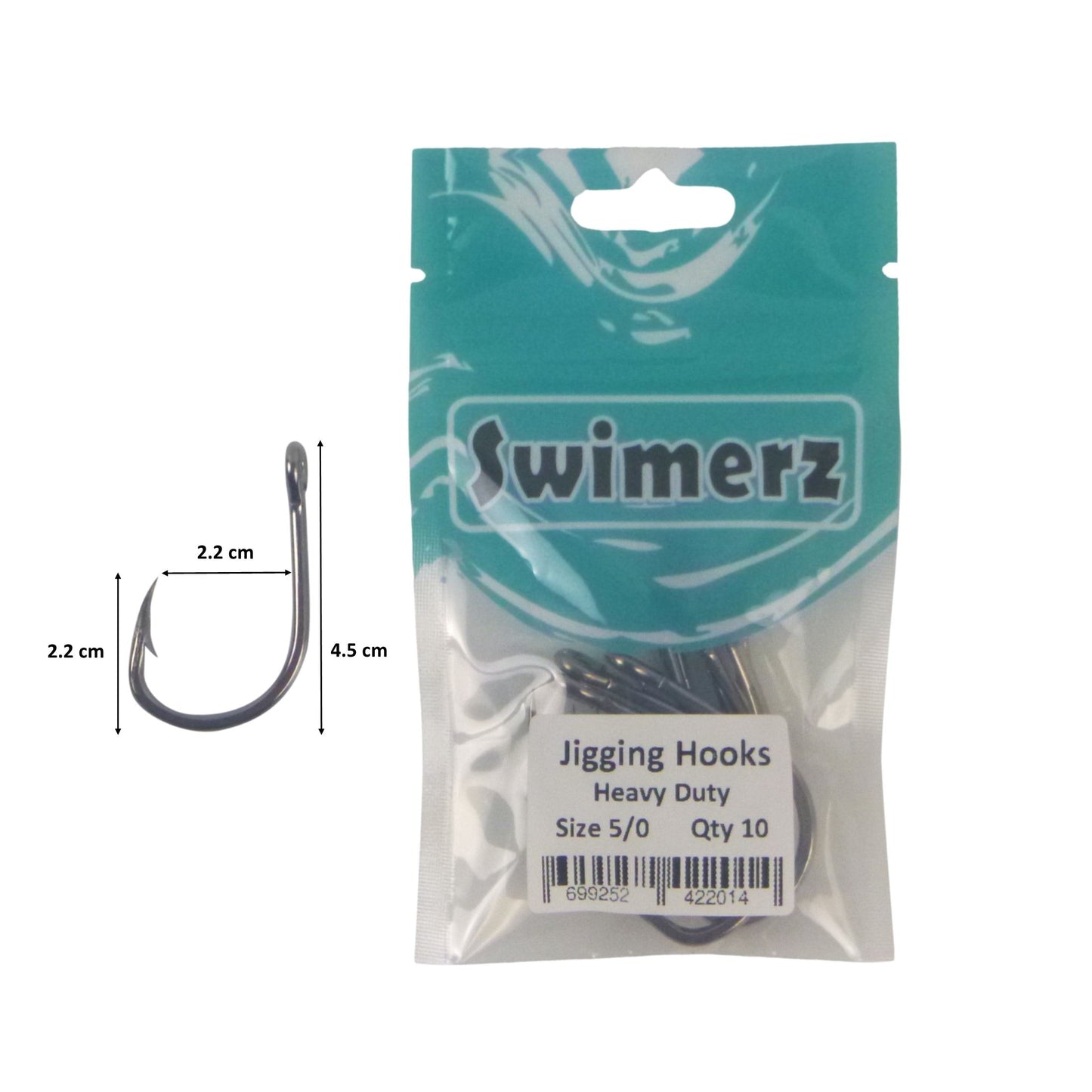Swimerz 5/0 Heavy Duty Jigging Hooks 10 pack