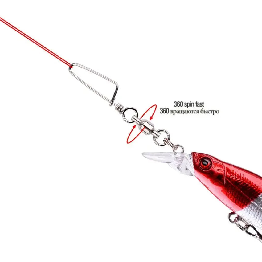 50pcs Fishing Ball Bearing Swivel with Coastlock Snap 0-6# Stainless Barrel Swivels Hook Lure Fishing Connector Tackle Box